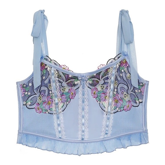 For Love And Lemons Louise Bustier Medium Blue NEW - Picture 4 of 4